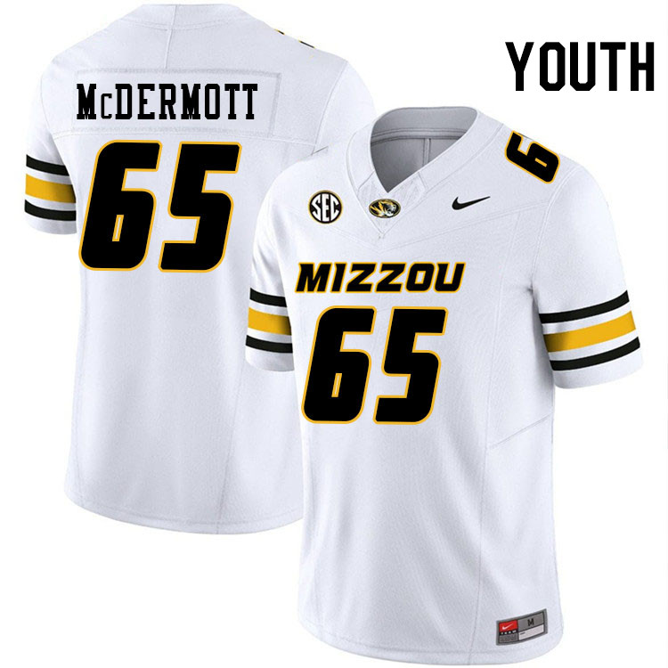 Youth #65 Henry McDermott Missouri Tigers College Football Jerseys Stitched-White